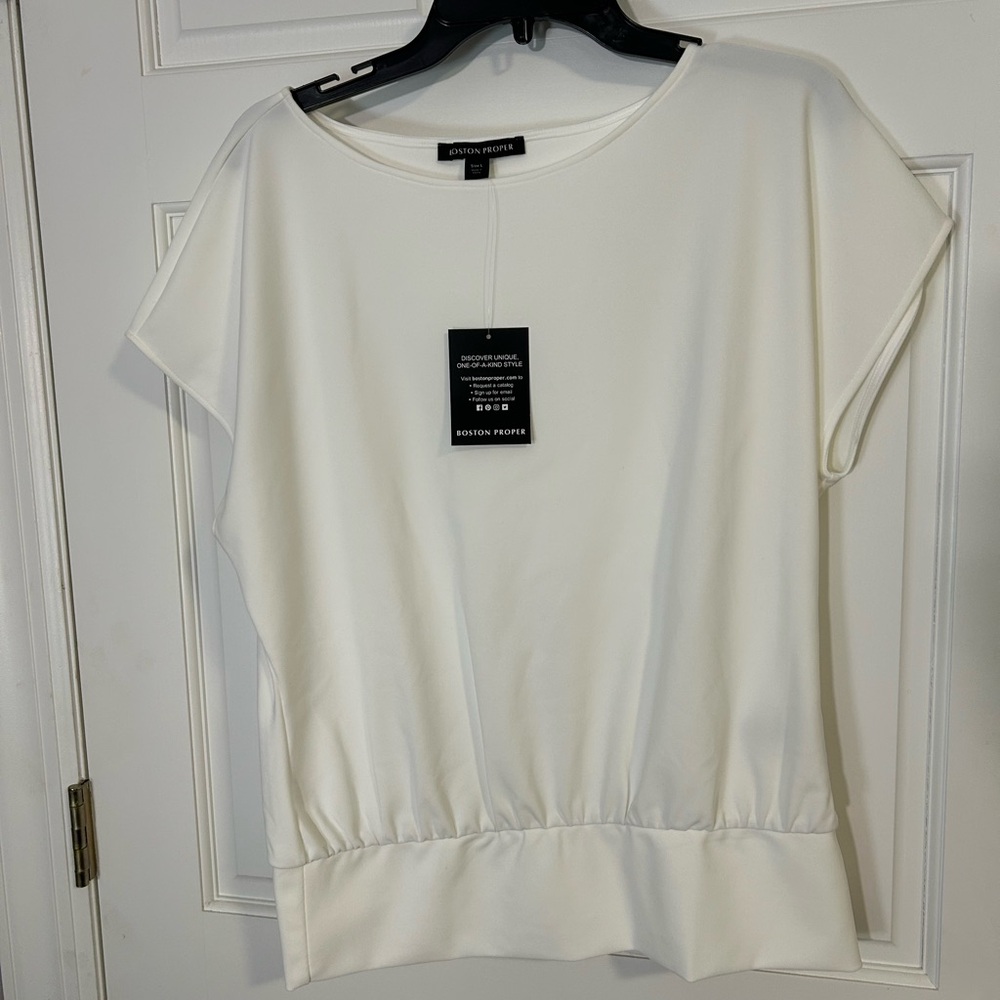 NWT Boston Proper Beyond Travel Cream Blouse